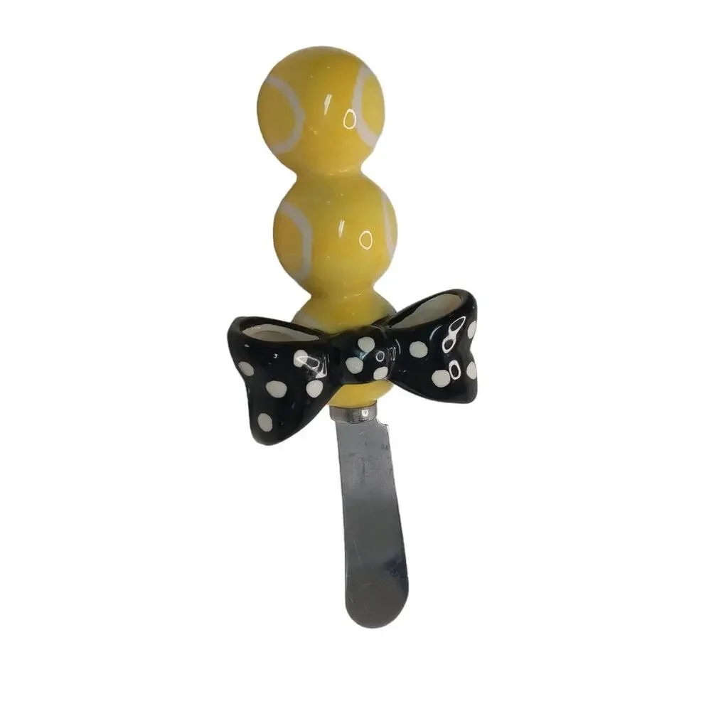 🐝Yellow Black Polka Dot Spreader Knife Cheese Butter Jam Whimsical Party Fun 🐝